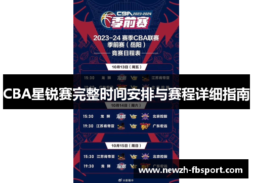 CBA星锐赛完整时间安排与赛程详细指南